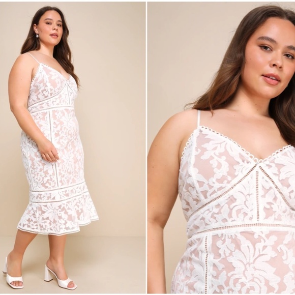 LULU's Sexy Wedding Engagement Bridal Shower Bachelerotte Honeymoon Midi Dress - Picture 3 of 6